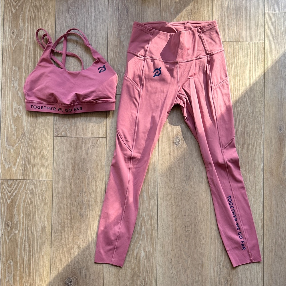 lululemon athletica Peloton Pink Leggings and sports Bra Set - size 6